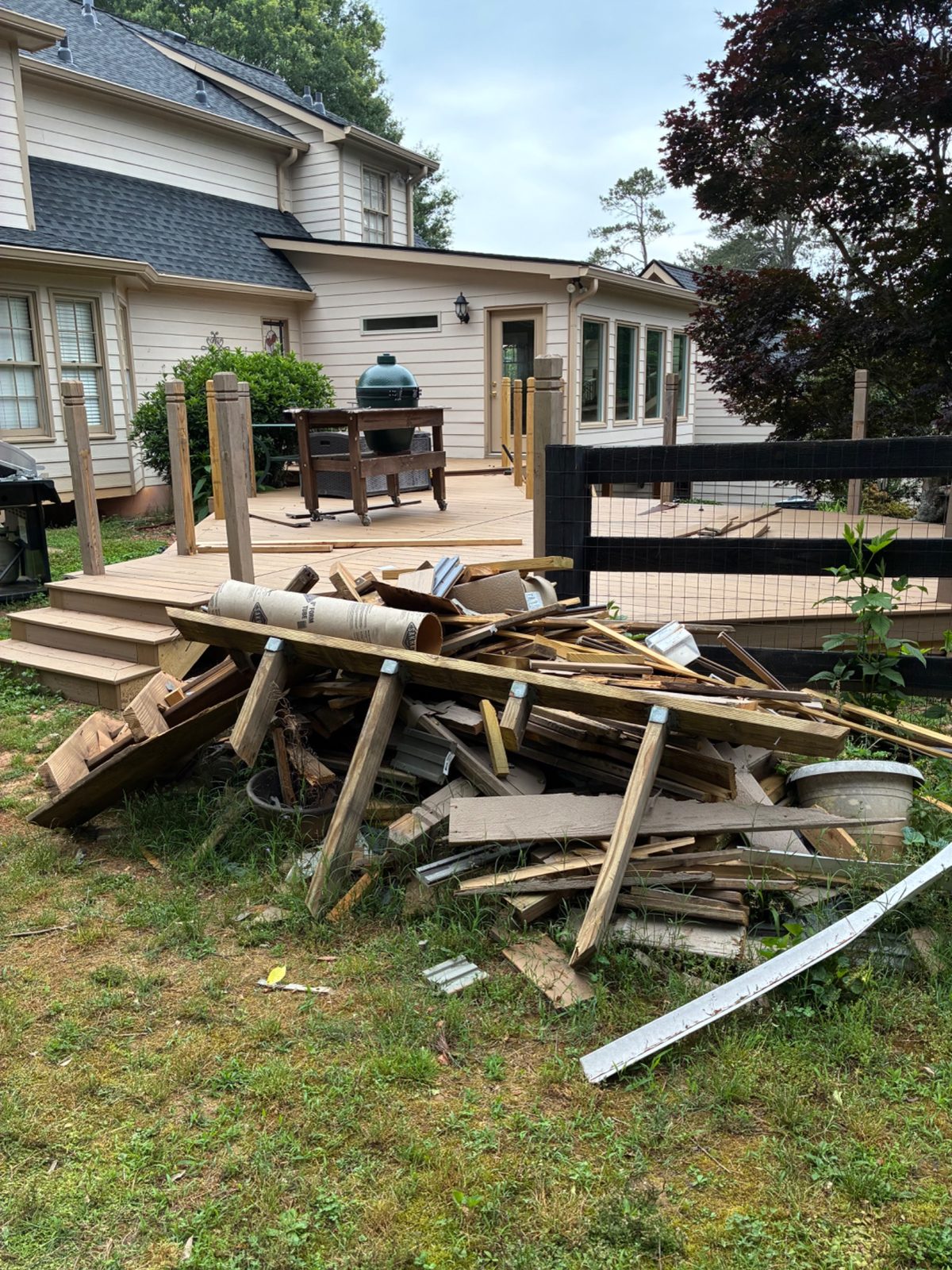 Deck debris before removal