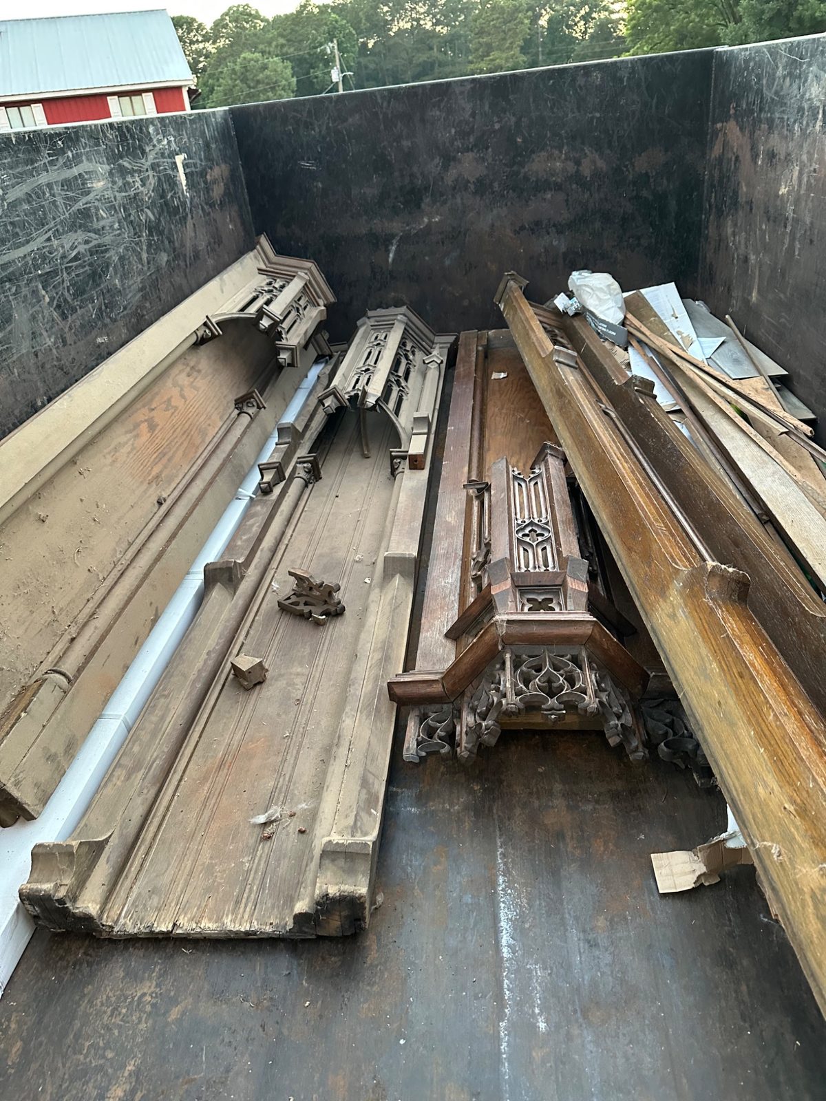 Wood debris loaded in trailer